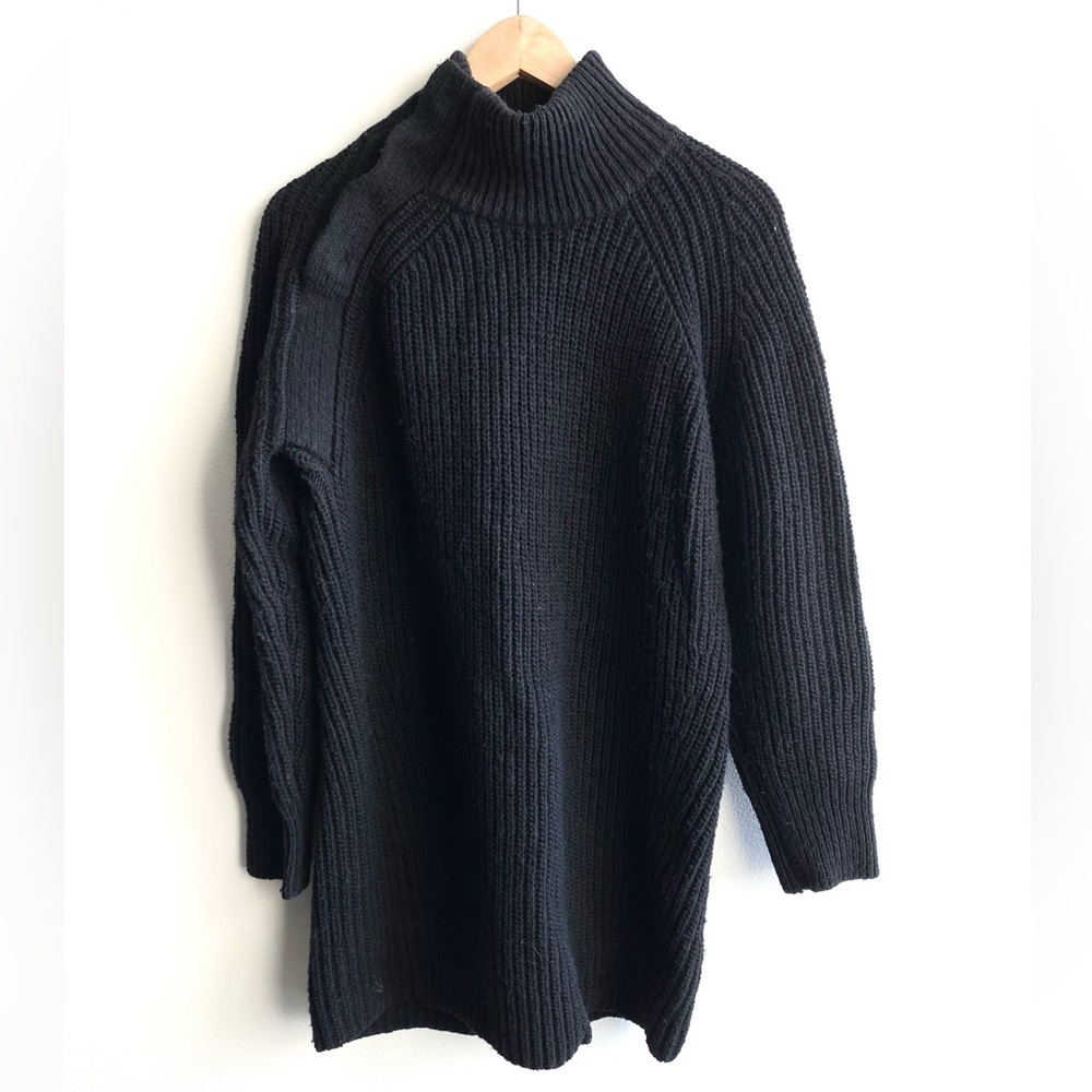 COS Wool Blend Turtleneck Sweater Dress - Black